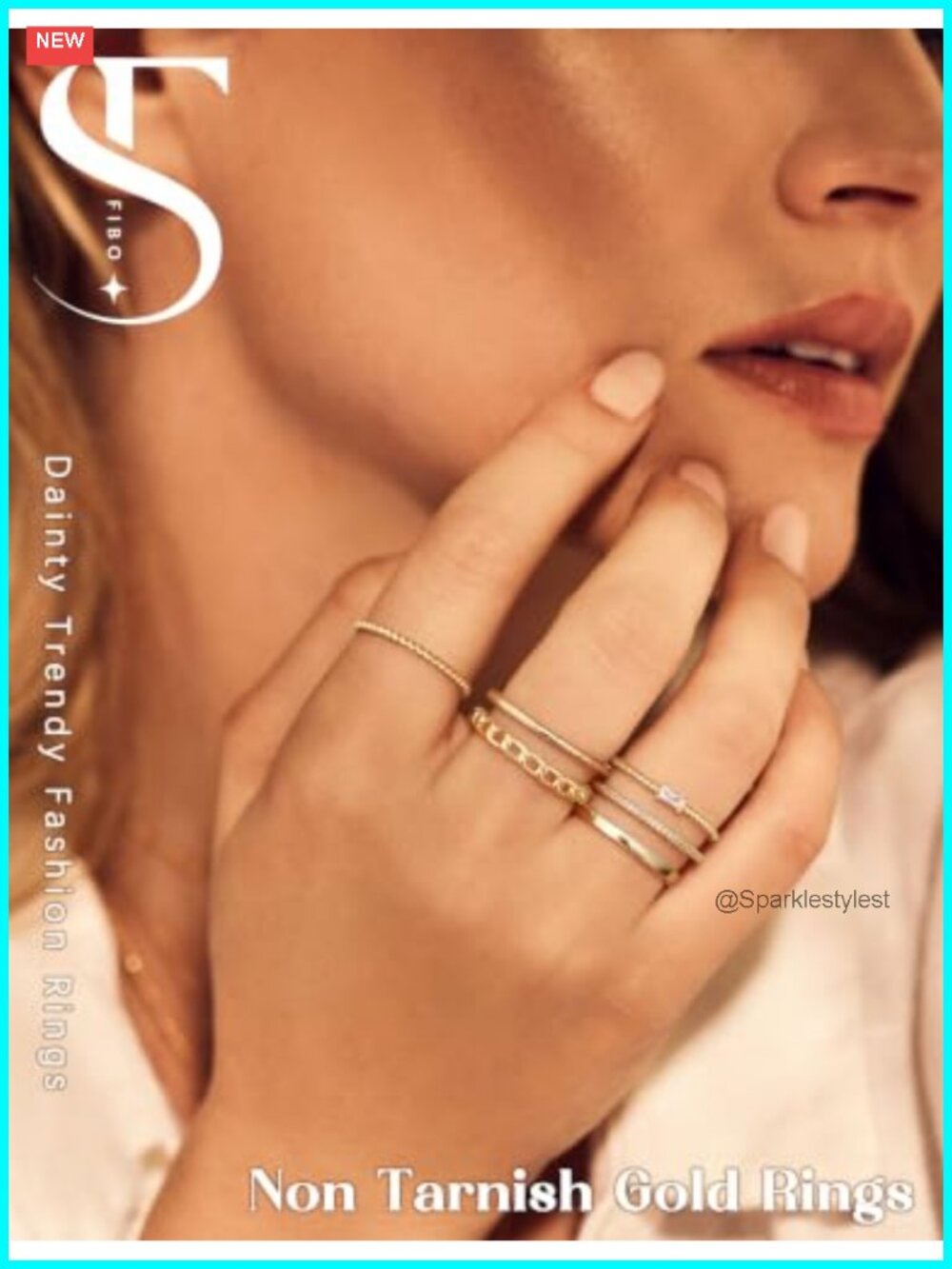 14K Gold Plated Stackable Rings Set Statement Band Size 5-11 - Picture 4 of 6
